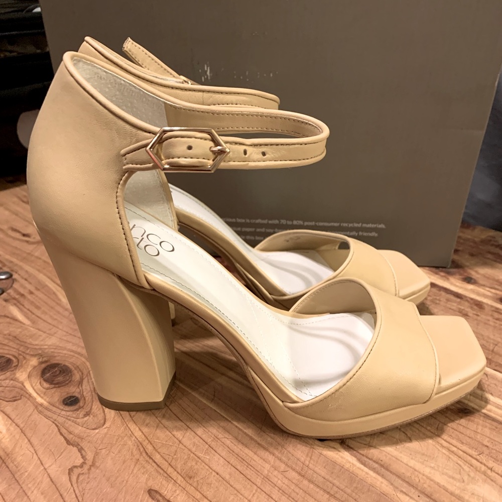 Franco Sarto Open Toe block heel pump